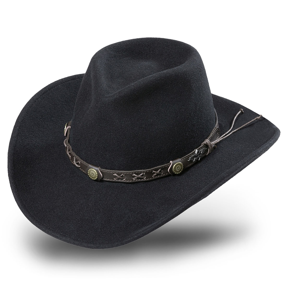 cowboyhatt svart med snöre